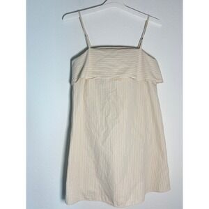 H&M Divided Pinstripe Mini Dress Small Cream Orange Stripe Ruffle Babydoll Boho